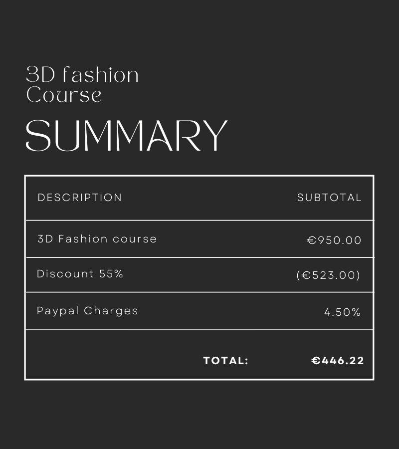 3D fashion course invoice eu/us