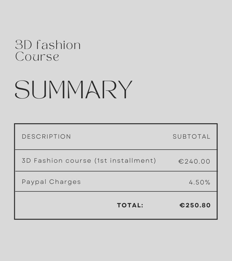 3D fashion course invoice eu/us