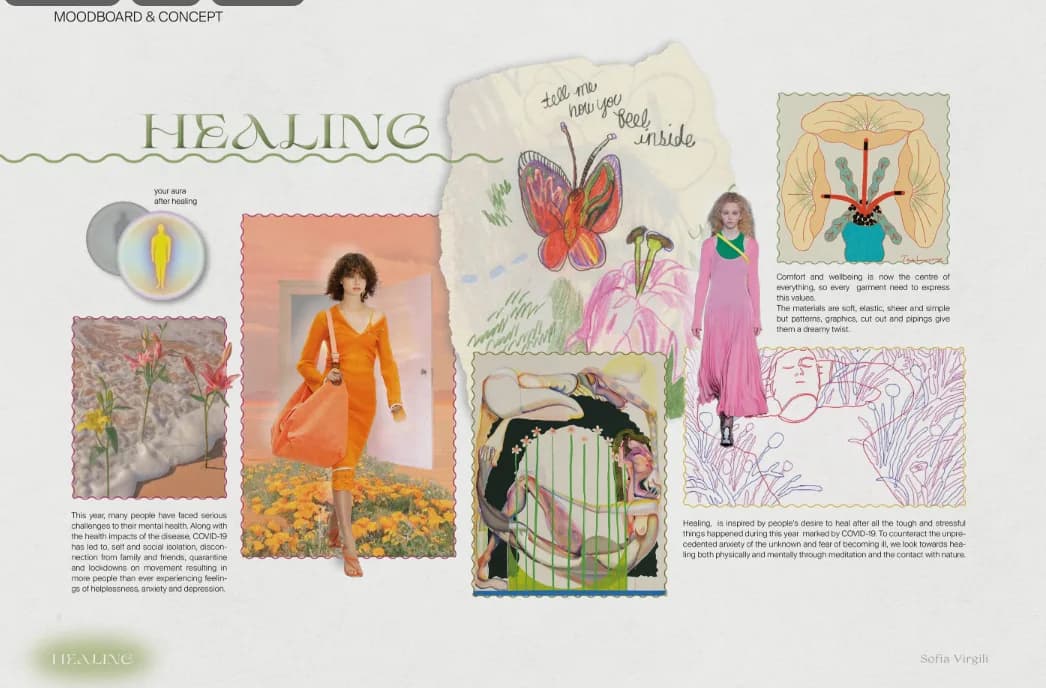 Healing-themed moodboard