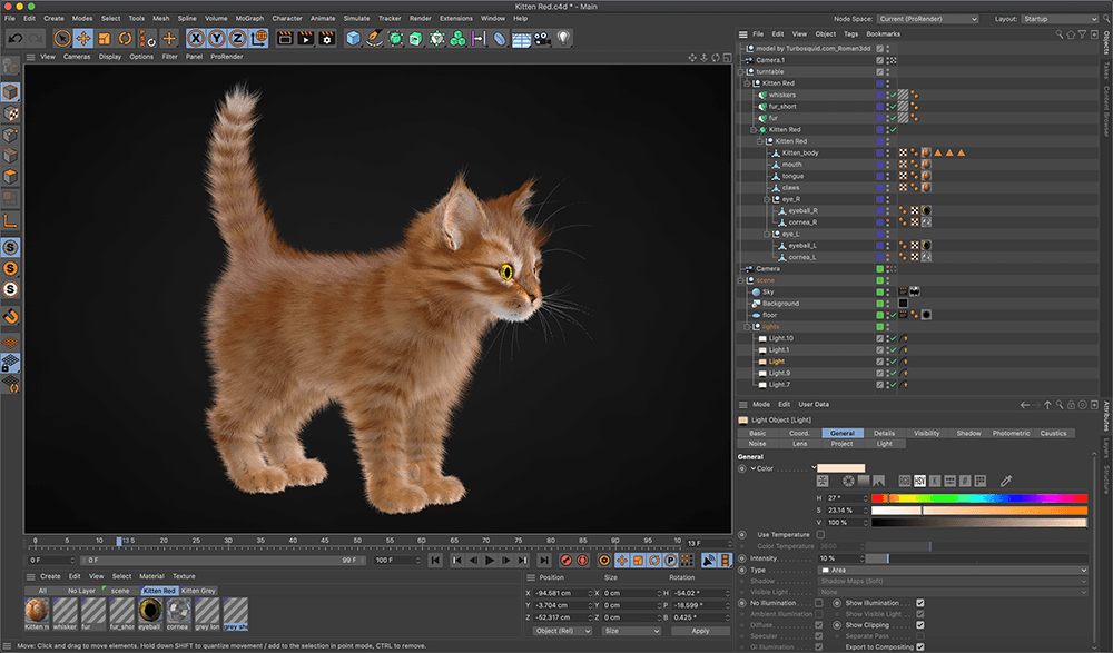 Cinema 4D hair rendering