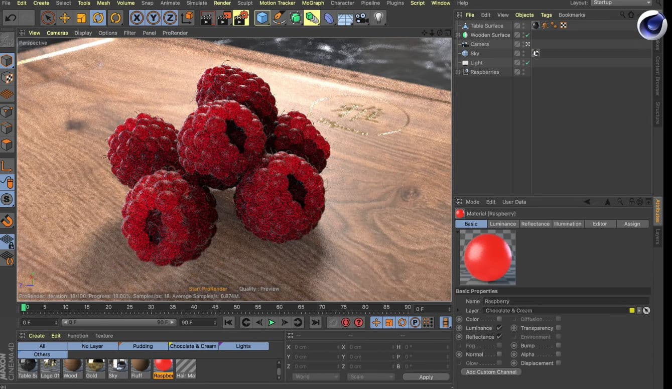 Cinema 4D software interface