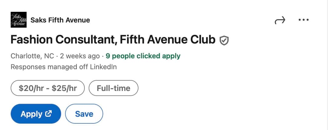 LinkedIn job post for digital fashion consultant