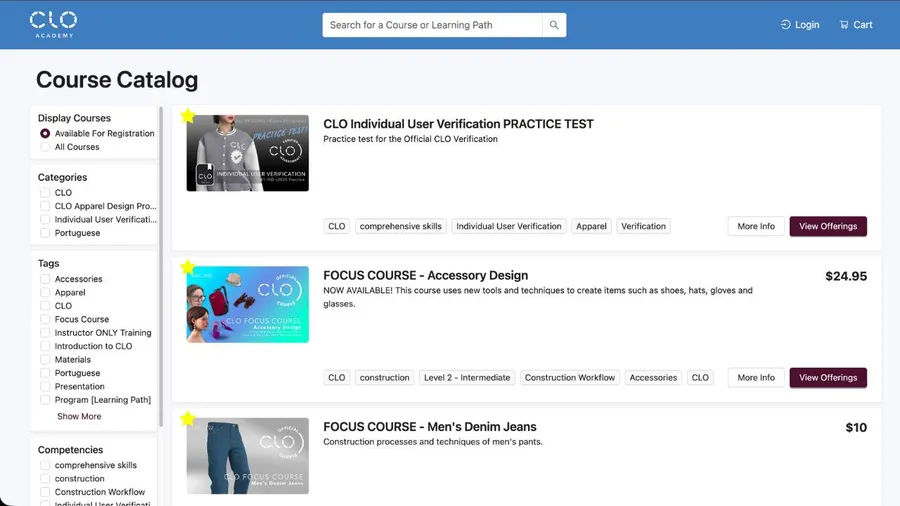 CLO3D Academy website cover page