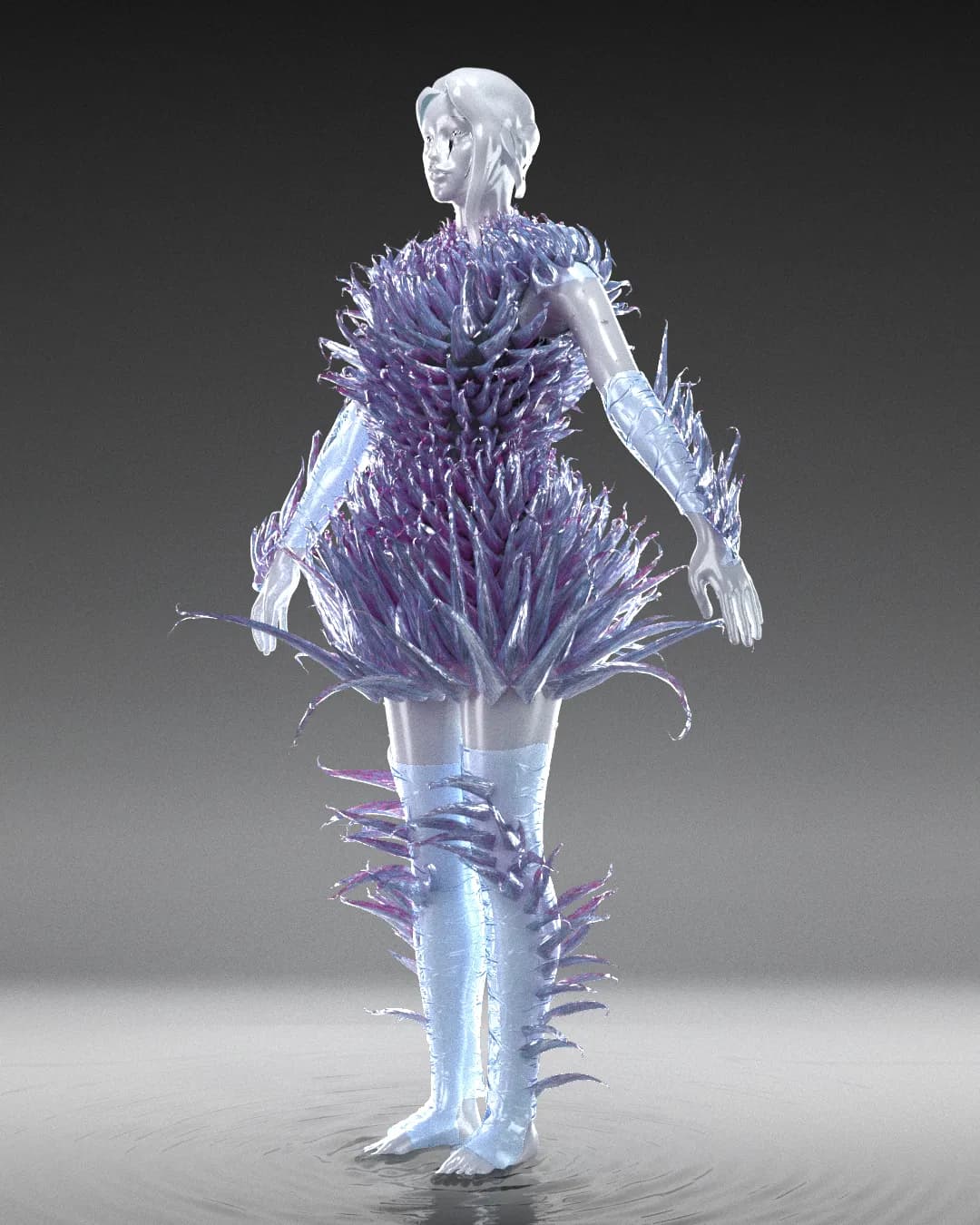 The Venustra dress rendered on a 3D model