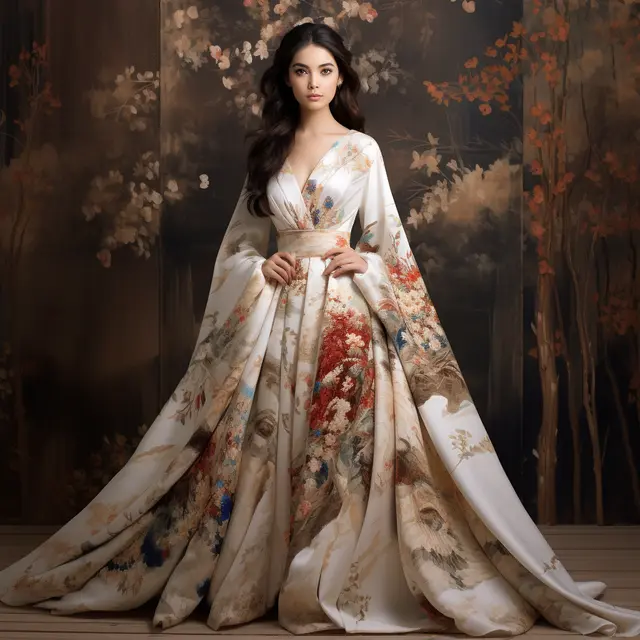 Full body shot of a Japanese AI fashion model