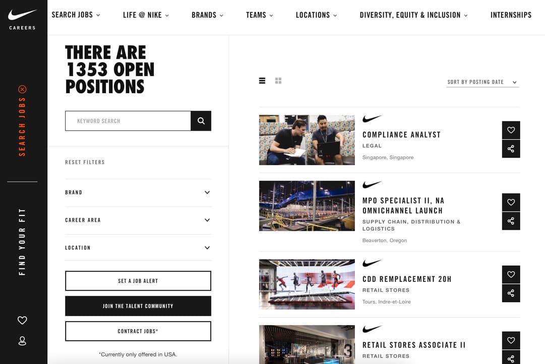 Nike job board