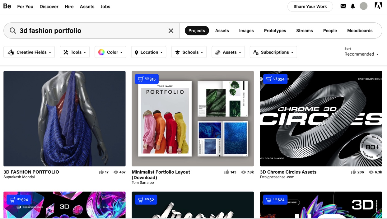 3D Fashion Portfolio Example